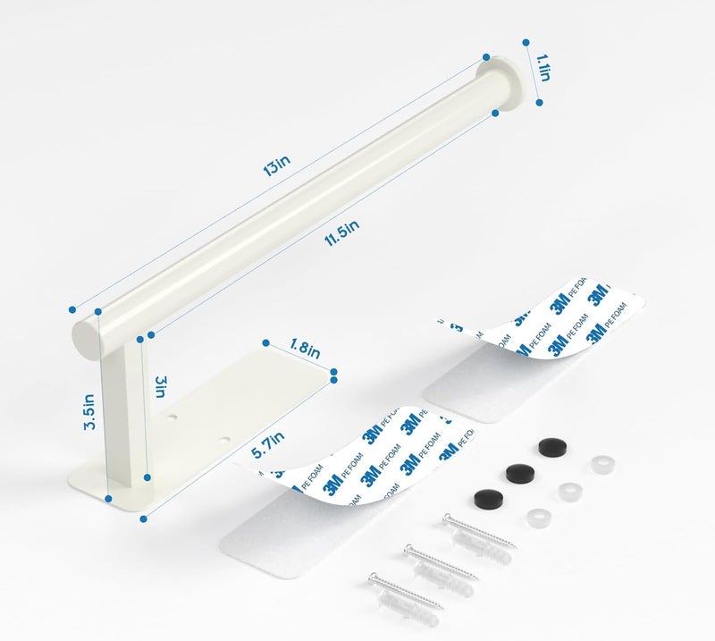 ASTOFLI White Paper Towel Holder, Under Cabinet Paper Towel Holder Wall Mount, Hanging Paper Towel Holders, Adhesive Paper Towel Roll Rack Wall Mounted White PaperTowel Rack - Image 2